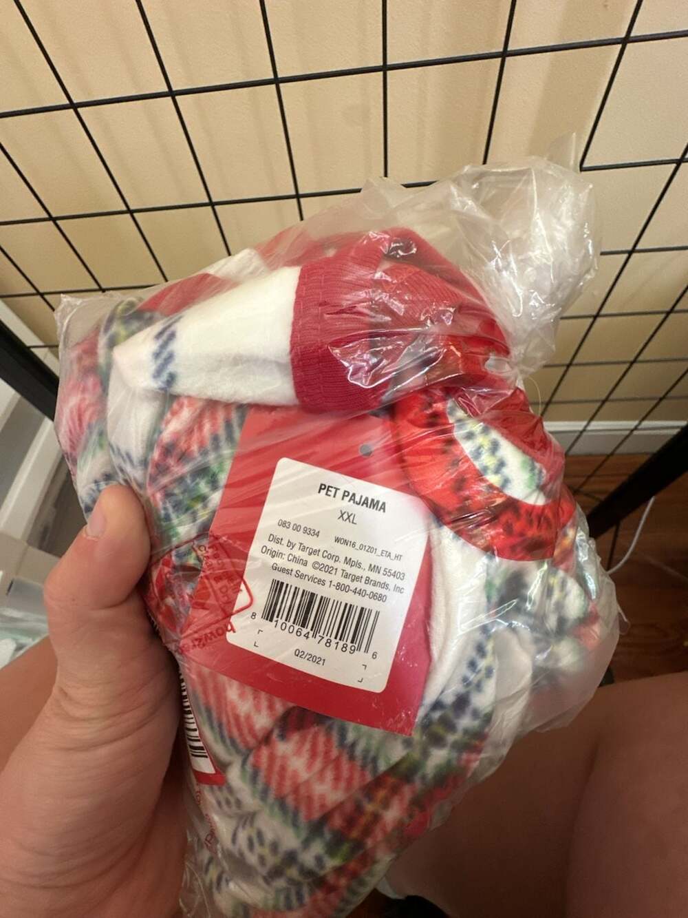 Wondershop Pet Pajama Plaid Red White Green XXL